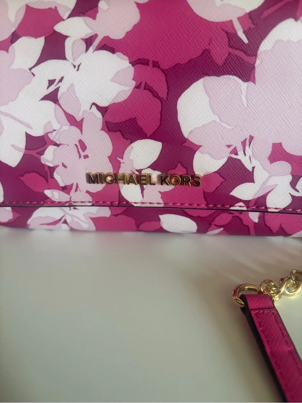 Michael Kors Pink Floral Chain Crossbody - Picture 3 of 4